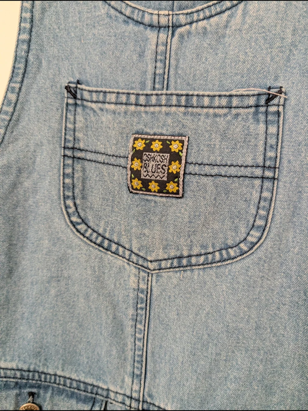 Vintage OshKosh B'gosh Denim Jumper Dress Girls 6 Blue Jean Pockets 90s